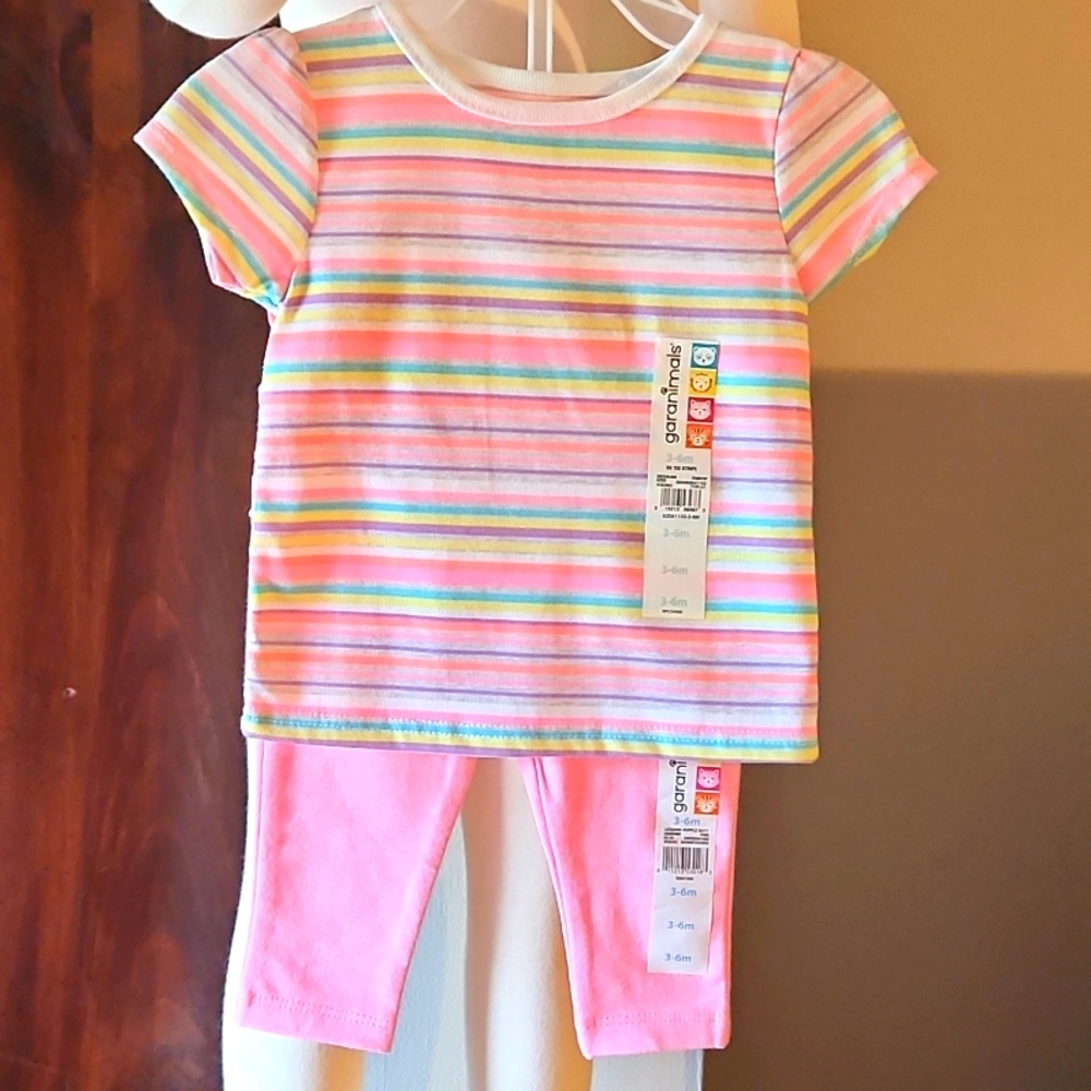 NEW GARANIMALS GIRLS 2PC. SHORT SLEEVE/PANTS SET SIZE 3-6M